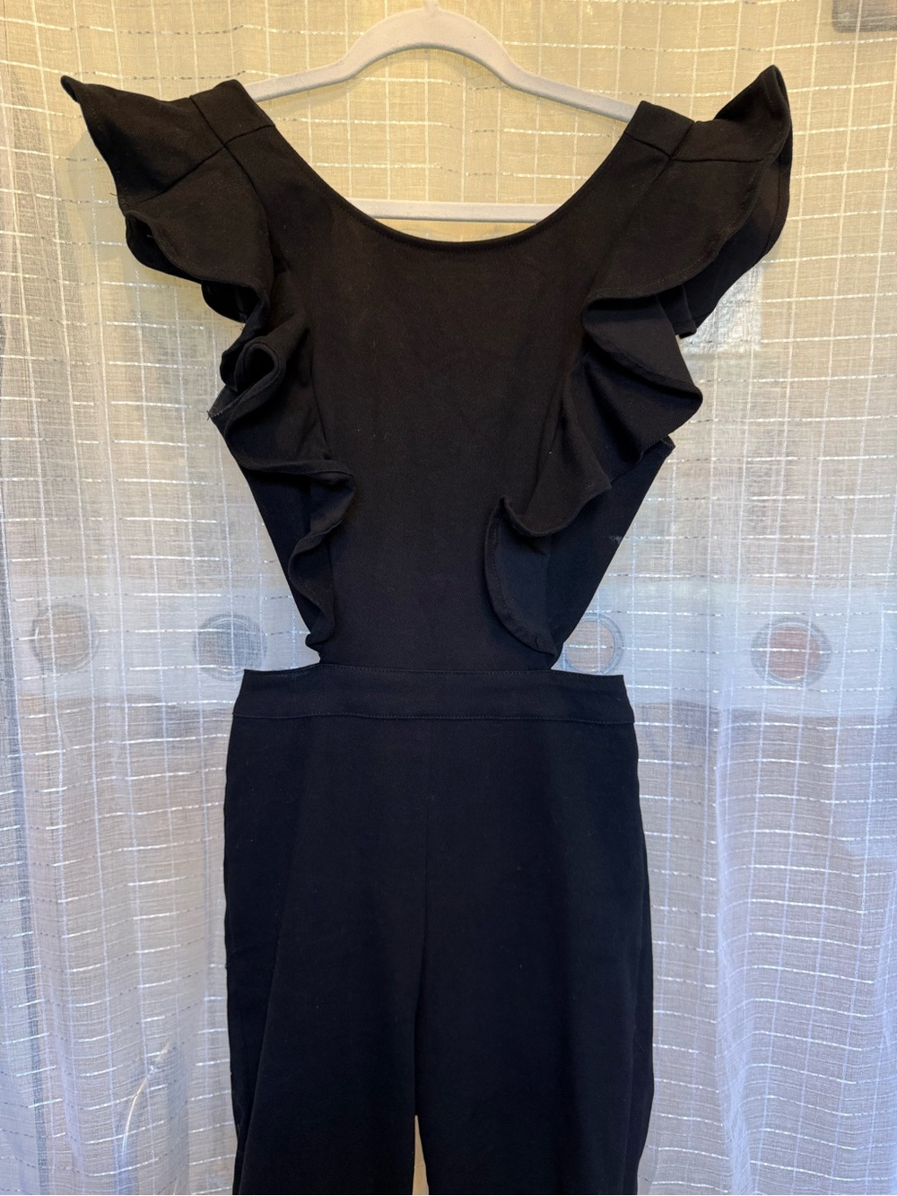 Black Ruffle Sleeve Women's Jumpsuit